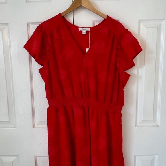 NWT C By One Womens Tiered Maxi Dress Orange 1X - Picture 3 of 9